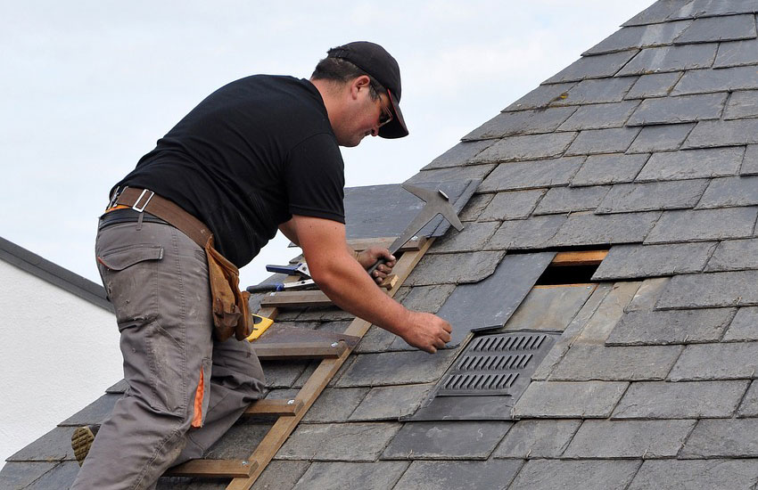 roofing contractor at work
