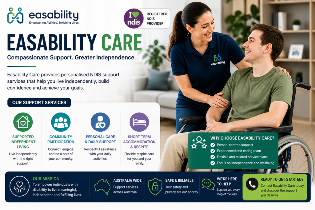 A support worker assisting a client at home under Easability Care NDIS services.